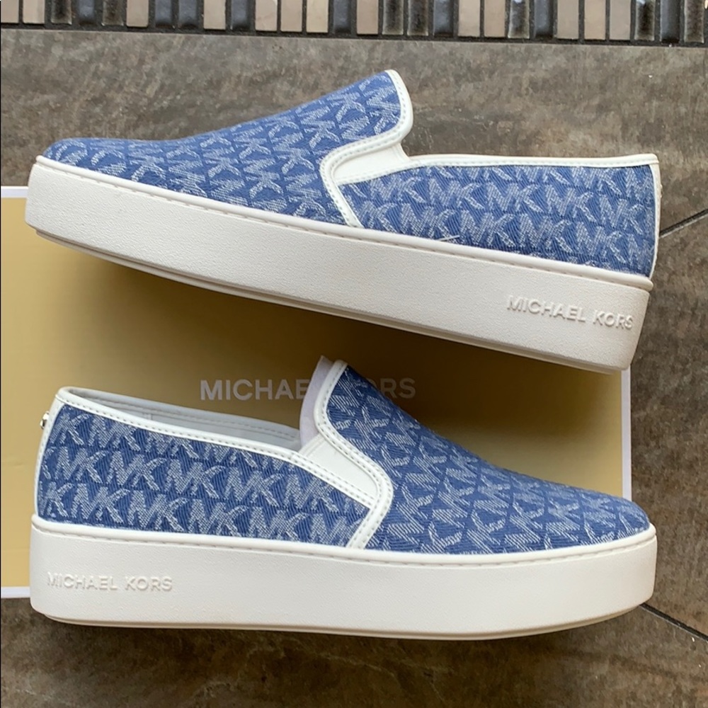 MICHAEL KORS TEDDY SLIP ON DENIM JACQUARD DENIM/Op - Picture 14 of 16